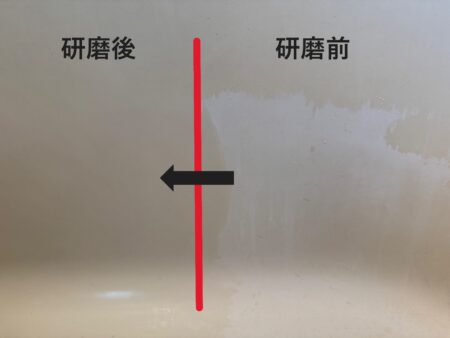 人工大理石　水垢汚れ　研磨前後